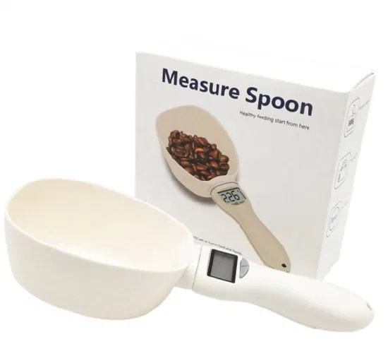 Pet feeding weighing spoon