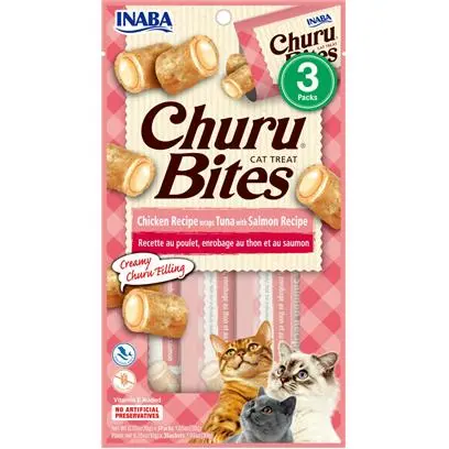 INABA CAT CHURU BITES (CHICKEN TUNA SALMON) RECIPE WRAPS