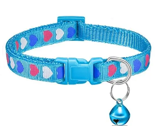 NYLON COLLAR HEART PATTERN with a LARGE BELL