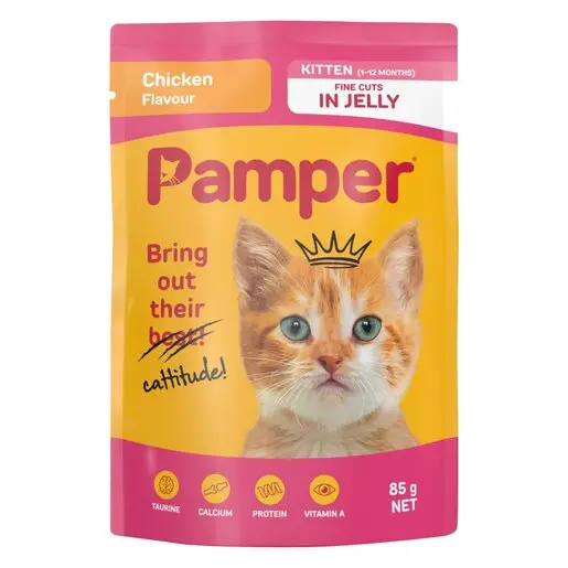 PAMPER FINE CUTS KITTEN CHICKEN 85 GR
