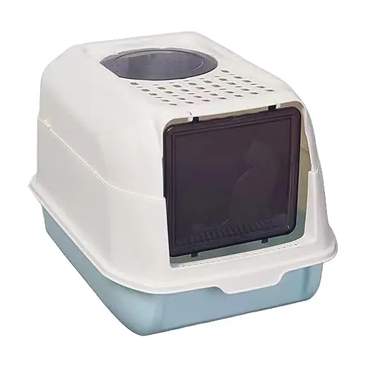 HOODED CAT LITTER BOX WITH FLAP ENTRANCE