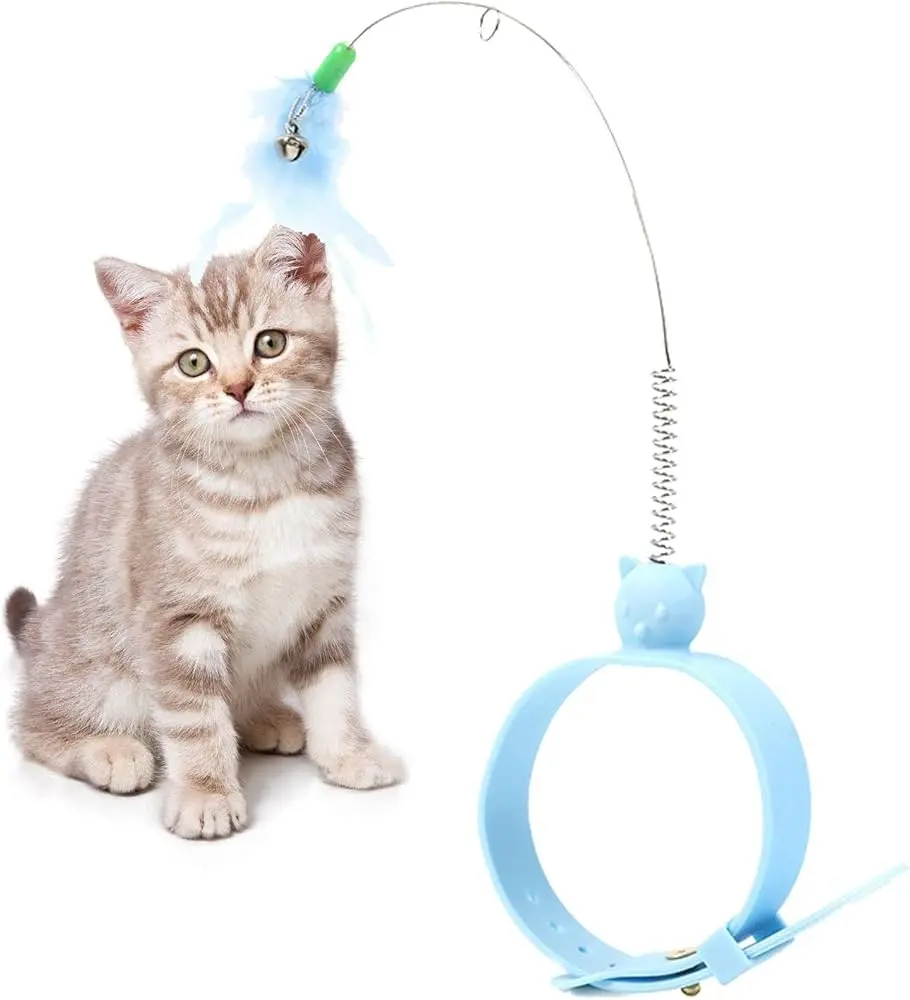 SPRING WITH FEATHER TEASER CAT COLLAR TOY