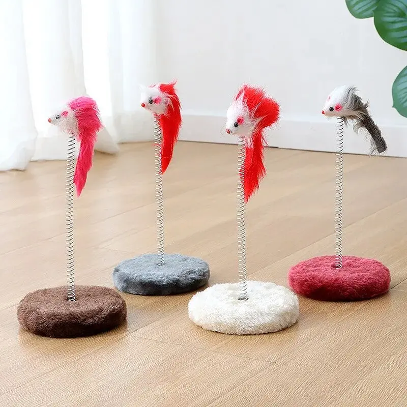 MOUSE ON A SPRING CAT TOY