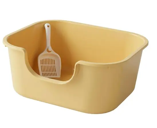 SEMI CLOSED CAT LITTER BOX WITH SCOOP (YELLOW)