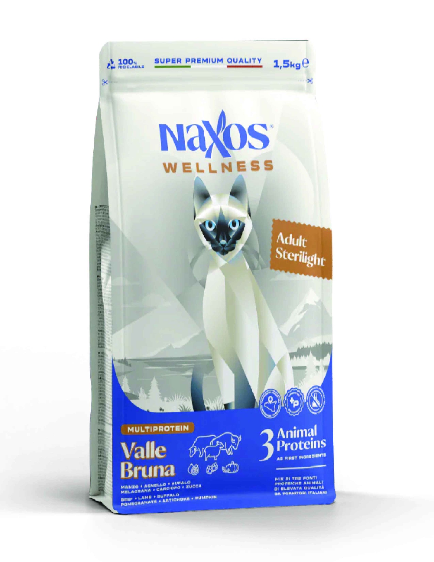 Naxos Cat SIERIUGHT Valle Bruna (Beef,buffalo, lamb) 1.5kg