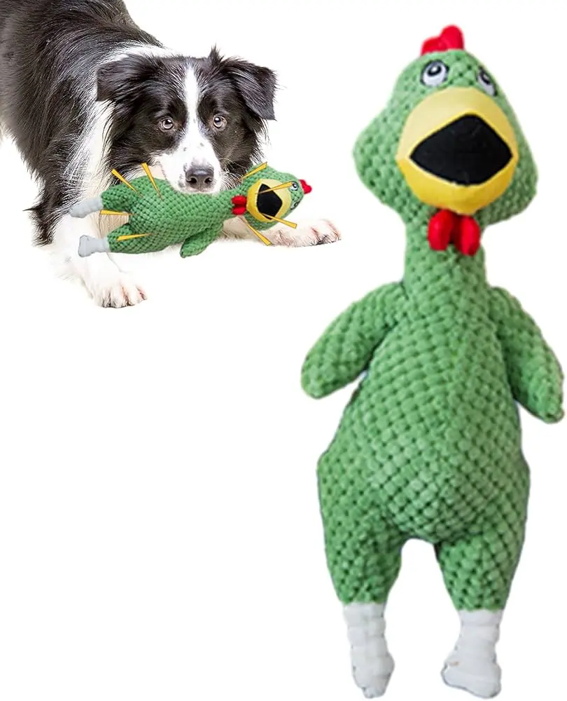 SQUEAKY SCREAMING CHICKEN DOG TOY 35CM