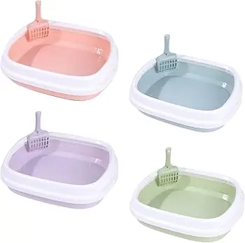 BASIC CAT LITTER BOX TRAY WITH SCOOP (40x31x11CM)