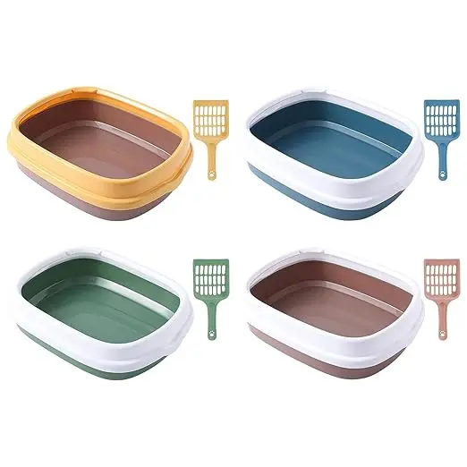 SEMI-ENCLOSED CAT LITTER BOX WITH SCOOP (46x38x13CM)